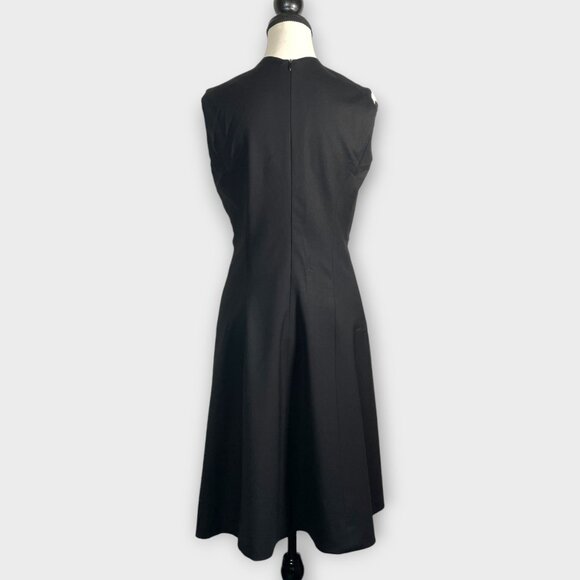 MM Lafluer Little Black Dress Sz 4 Wool Pockets Fit & Flare Italian Fabric EUC - Picture 2 of 9